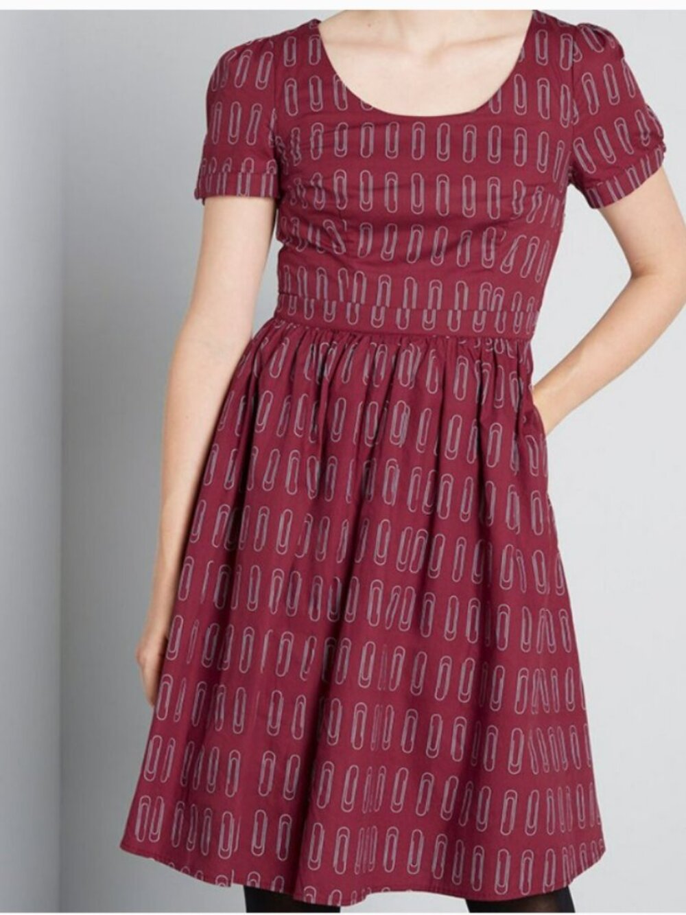 Modcloth Paper Clip What's the Scoop Red A-Line Dress XXS
